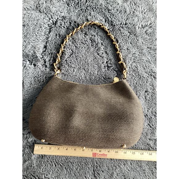 Eric Javits Women's Braided Chain Handle Handbag Shoulder Bag Bohemian Brown - Picture 7 of 12